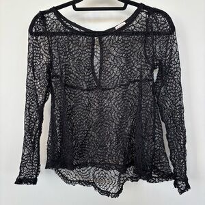 Ten-Sixty Sherman Black Lace Long Sleeve Top Size S/M